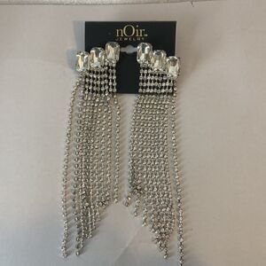 Noir Jewelry Dangling Rhinestone Earrings New on Card Prom Formal Wedding